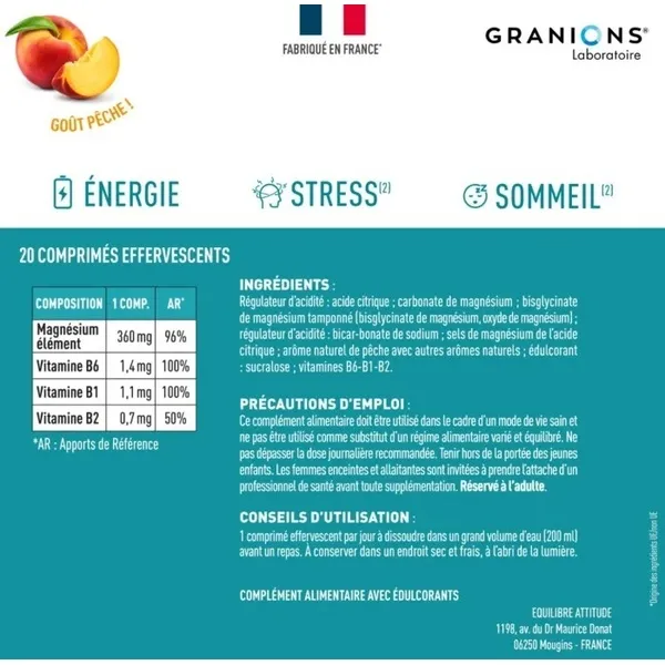 Granions Magnésium bisgycinate 360 mg comprimés effervescents
