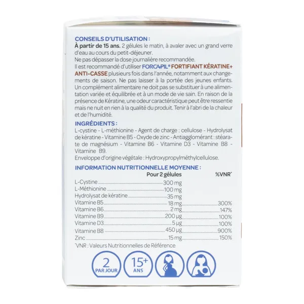 Forcapil Fortifiant kératine + Cheveux et ongles gélules