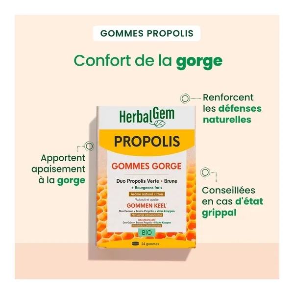 Herbalgem Propolis Gommes Gorge Bio