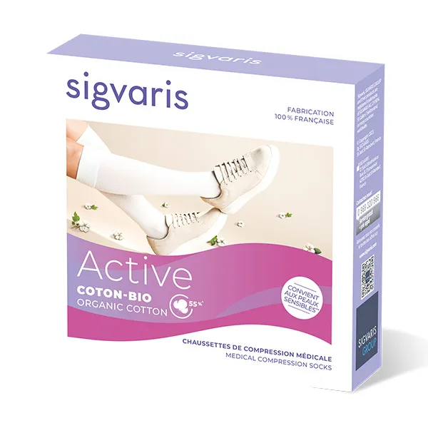Sigvaris Active Coton bio chaussettes de contention femme classe 2