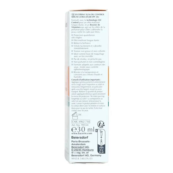 Eucerin Oil Control Sérum solaire UV ultra léger SPF 50+