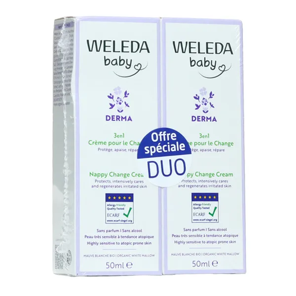 Weleda Bébé Crème pour le change 3 en 1 mauve blanche Bio