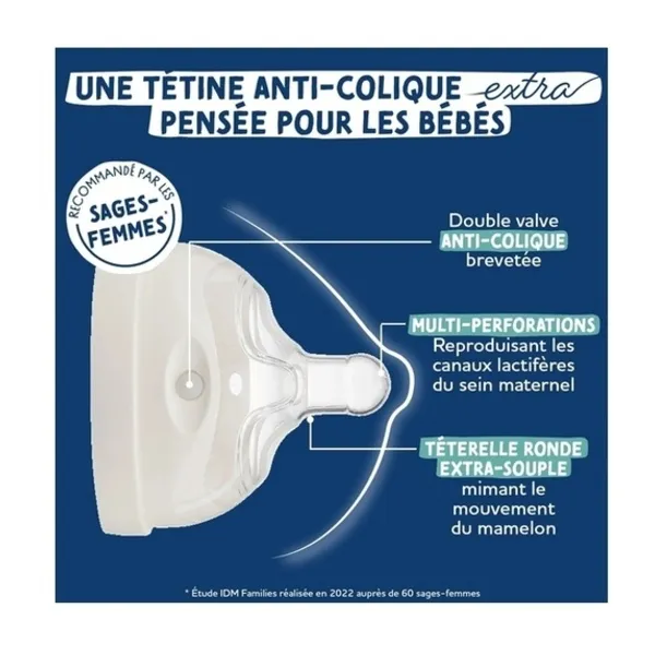 Dodie extra Biberon anti colique tétine multi perforée