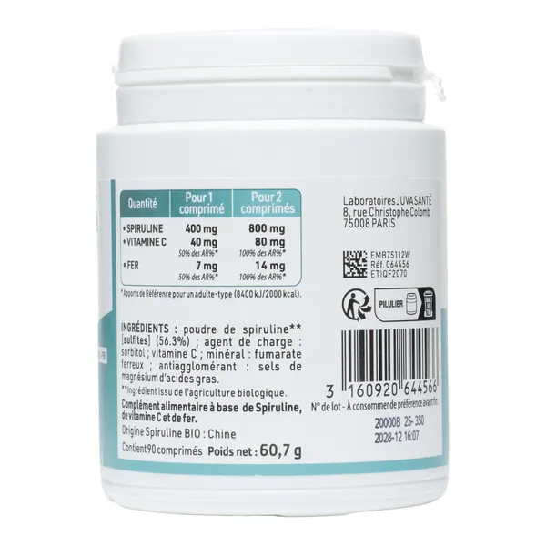 Juvamine Spiruline comprimés
