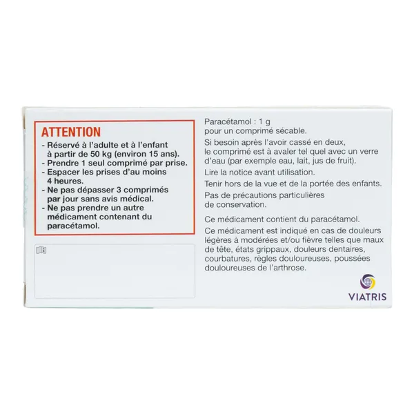 Viatris Paracétamol 1g comprimé