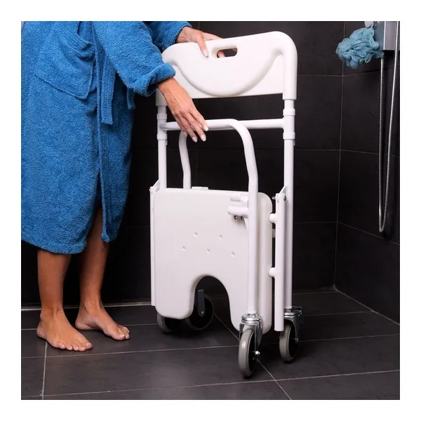 Chaise de douche pliable à roulettes Tobago