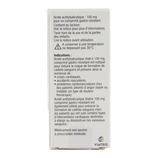 Acide acétylsalicylique 100 mg Viatris comprimé