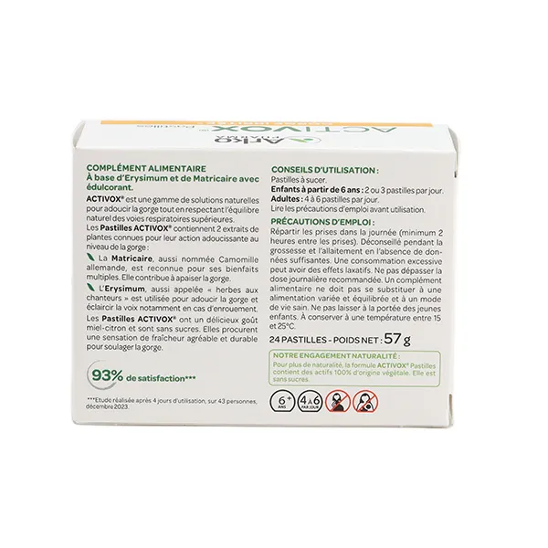 Activox miel citron sans sucre pastilles