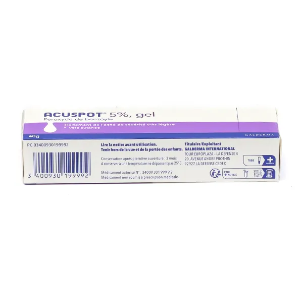 Acuspot 5 % peroxyde de benzoyle gel