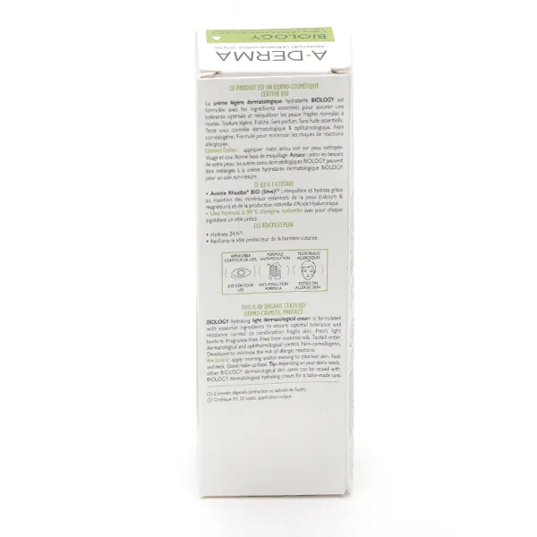 A Derma Biology Crème légère dermatologique hydratante Bio
