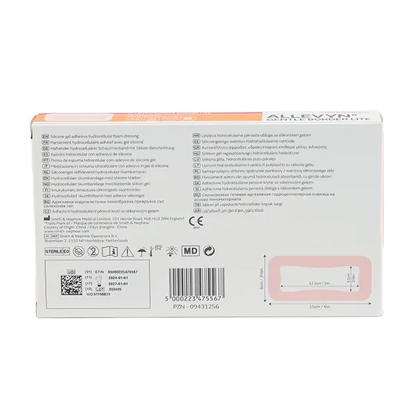 Allevyn Gentle Border Lite Rectangle pansement adhésif siliconé