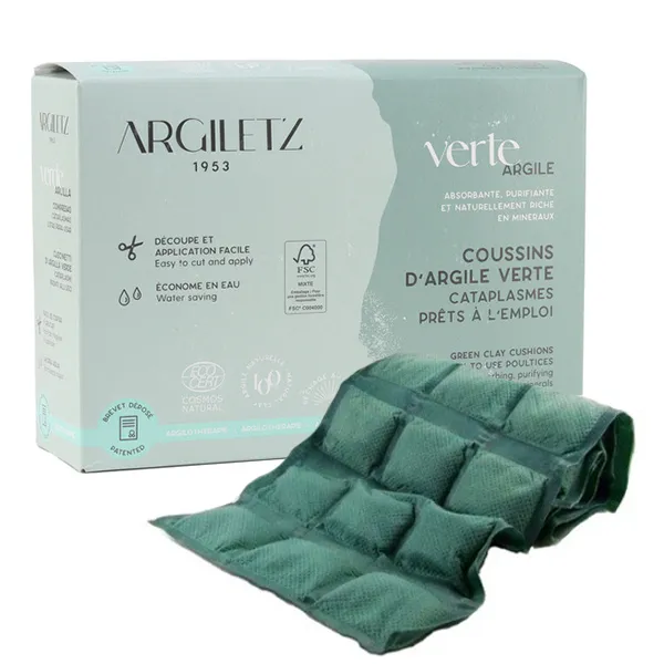Argiletz Coussins d'argile verte prêts-à l'emploi