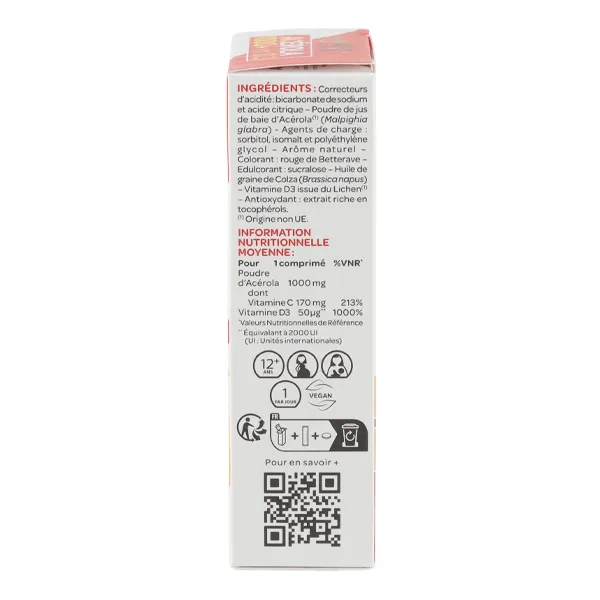 Arkopharma Acérola 1000 + Vit D3 comprimés effervescents