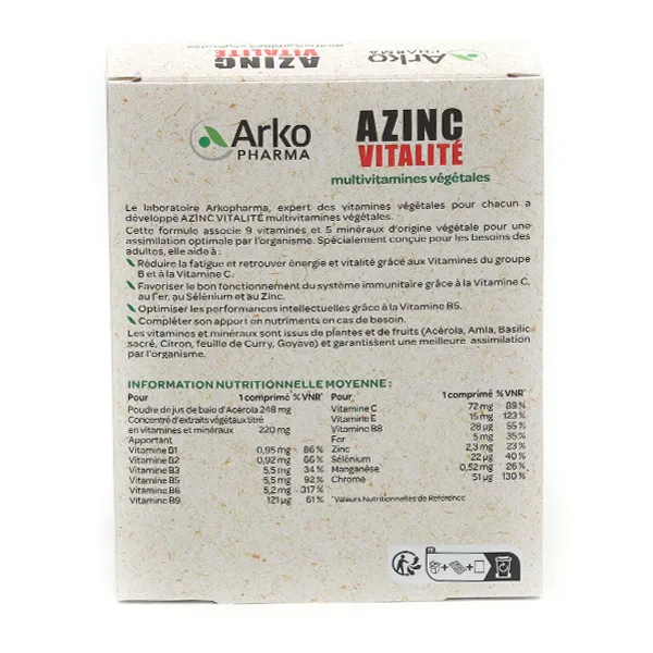 Azinc Vitalité Multivitamines végétales comprimés