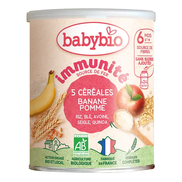 Babybio 5 céréales Immunité Banane pomme