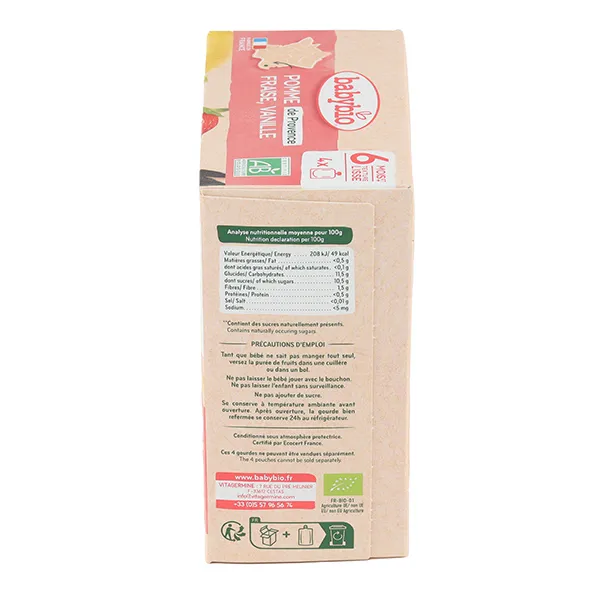 Babybio Gourdes Pomme Fraise Vanille bio