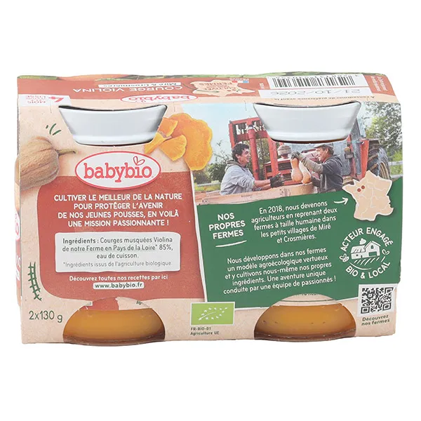 Babybio Petits Pots bébé Courge violina Bio