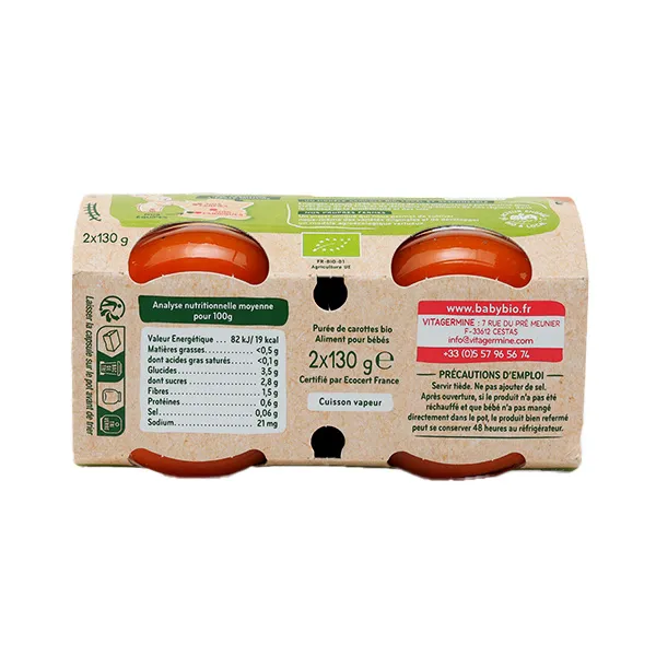 Babybio Petits pots Bébé Carotte du Centre-Val de Loire
