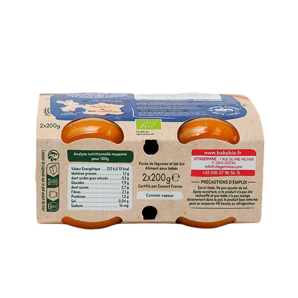 Babybio Petits Pots bébé Carotte Patate douce Blé