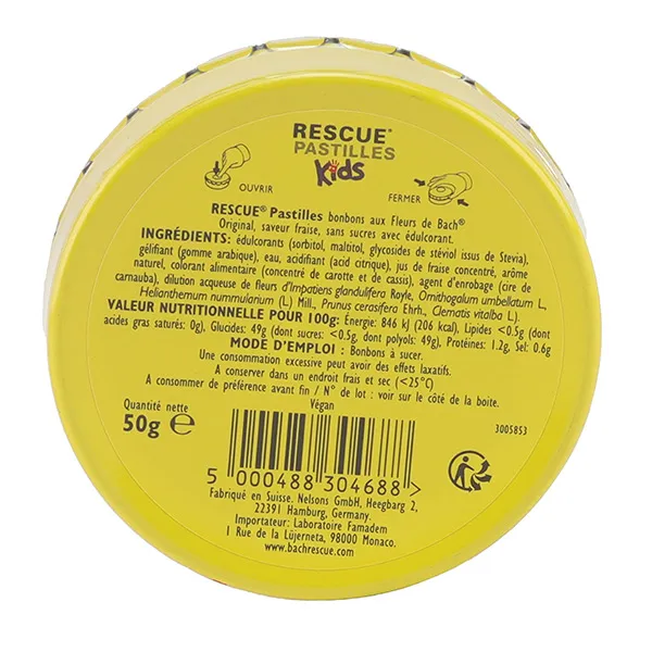 Fleurs de Bach Rescue Kids fraise pastilles