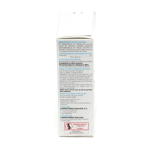 Minoxidil 2 % solution Chute de cheveux