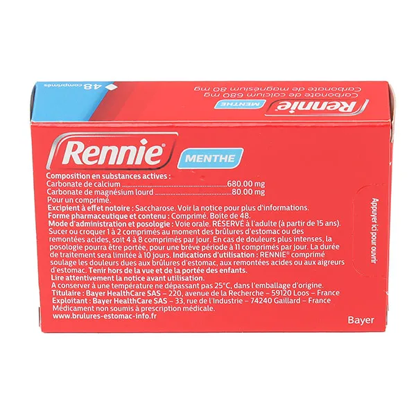 Rennie menthe comprimé à croquer