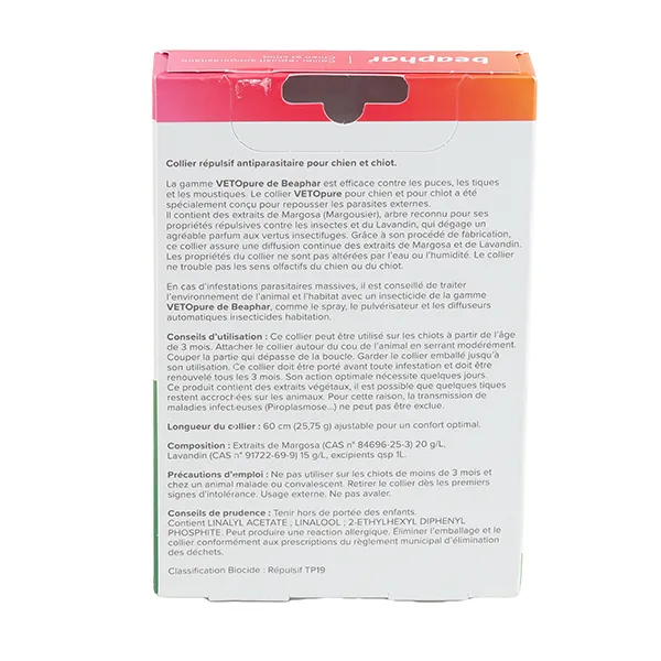 Collier répulsif antiparasitaire Vetopure Chien