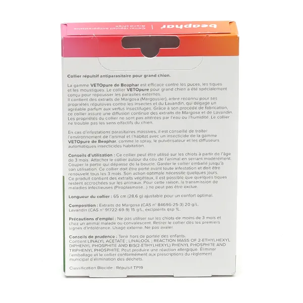 Collier répulsif antiparasitaire Vetopure Chien