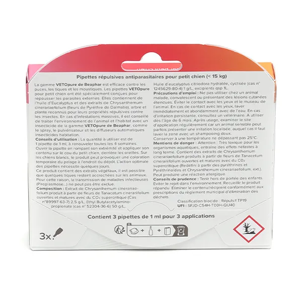 Vetopure Chien Pipettes antiparasitaires répulsives