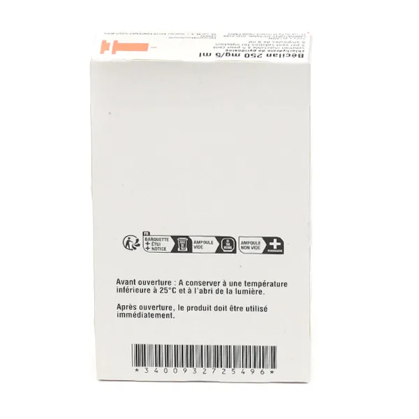 Bécilan 250 mg/5 ml solution injectable ampoules