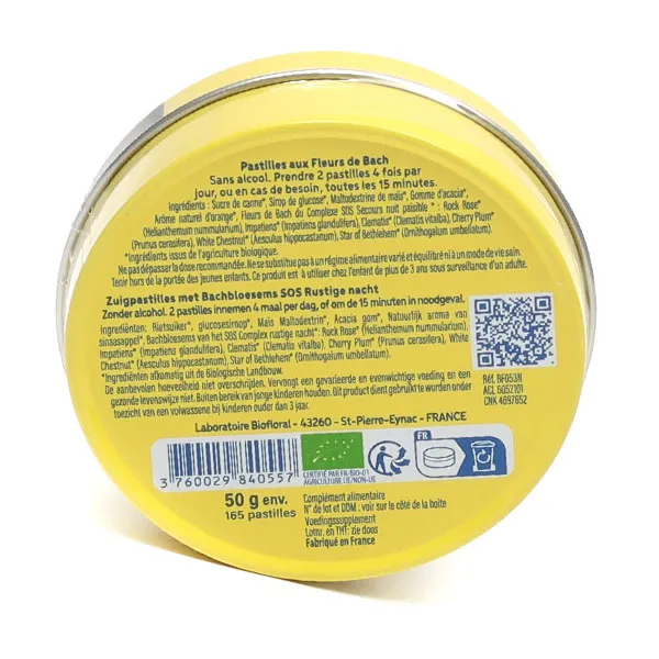 Biofloral Fleurs de Bach Pastilles SOS Nuit paisible bio
