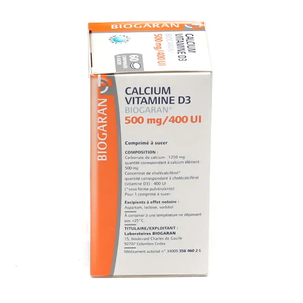 Calcium Vitamine D3 Biogaran à sucer