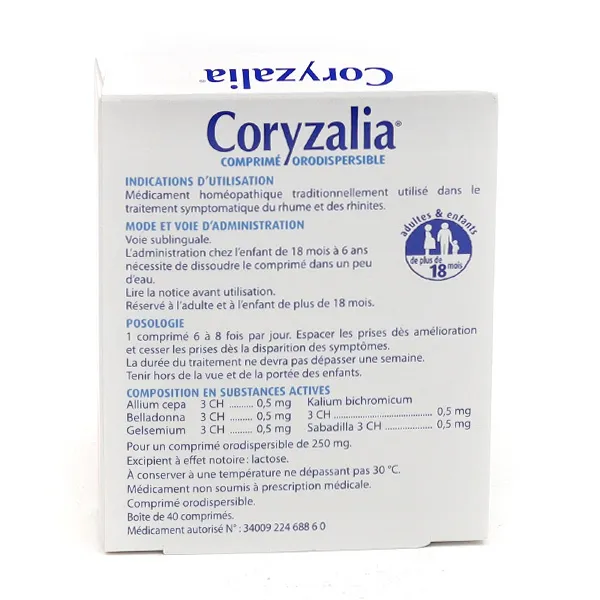 Boiron Coryzalia rhume comprimé orodispersible