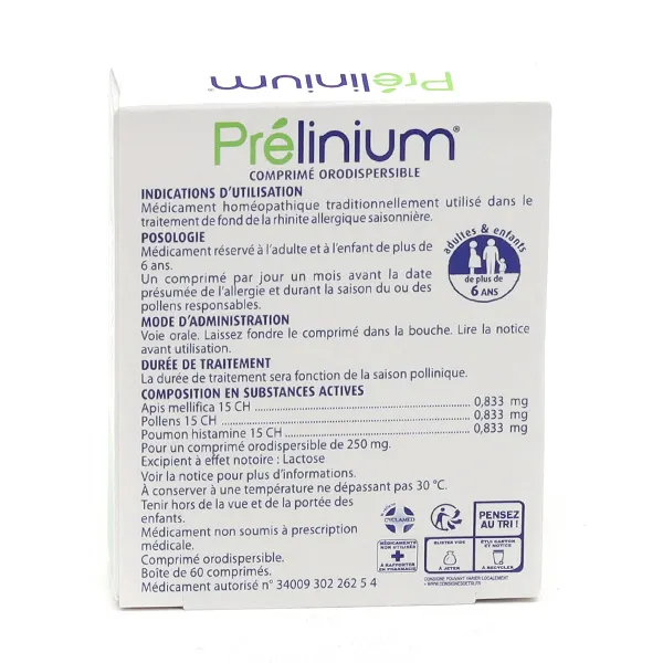 Boiron Prélinium Rhinite allergique comprimé orodispersible