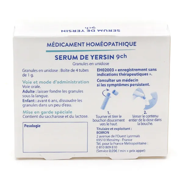 Boiron Serum de Yersin 9CH pack de doses homéopathiques