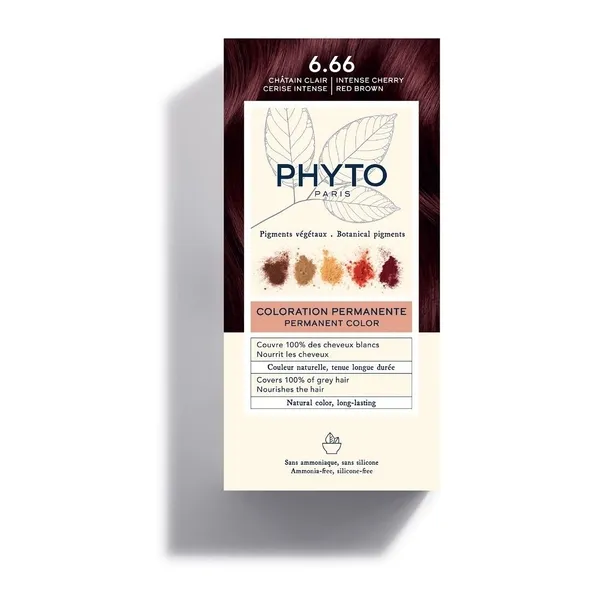 Phytocolor Kit Coloration Permanente Châtain Clair Cerise intense 6.66