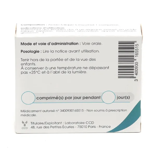Acide folique 5 mg CCD comprimé