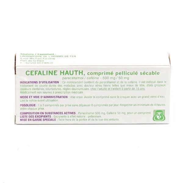 Cefaline Hauth paracétamol 500 mg/ caféine 50 mg comprimé