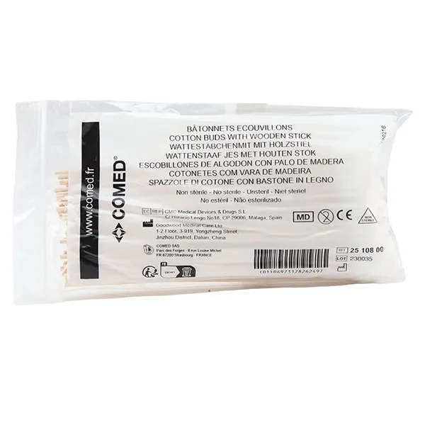 Comed Bâtonnets écouvillons de soins tige bois