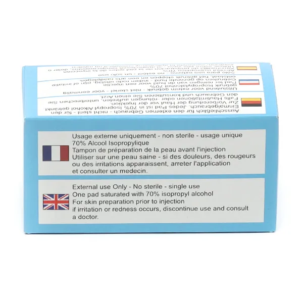Tampons imprégnés d'alcool 70 %