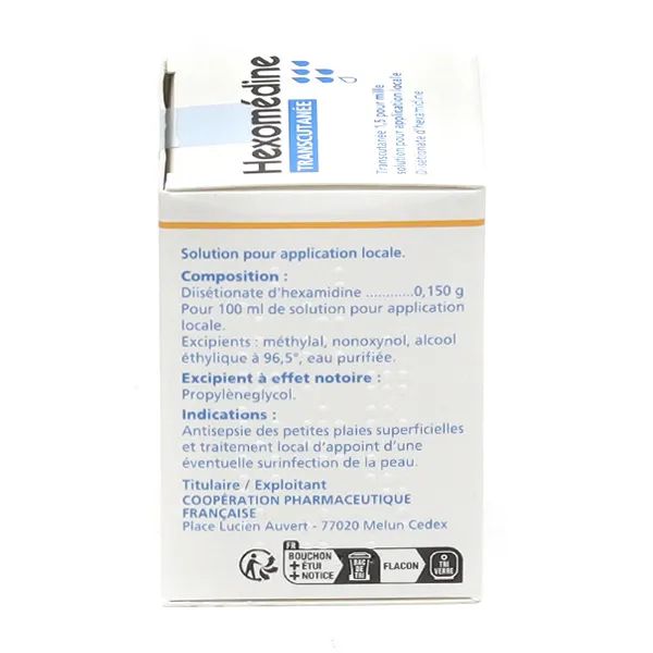 Hexomedine transcutanée solution antiseptique