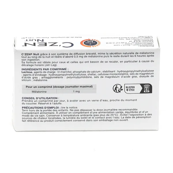 C'Zen Nuit Mélatonine 1 mg comprimés