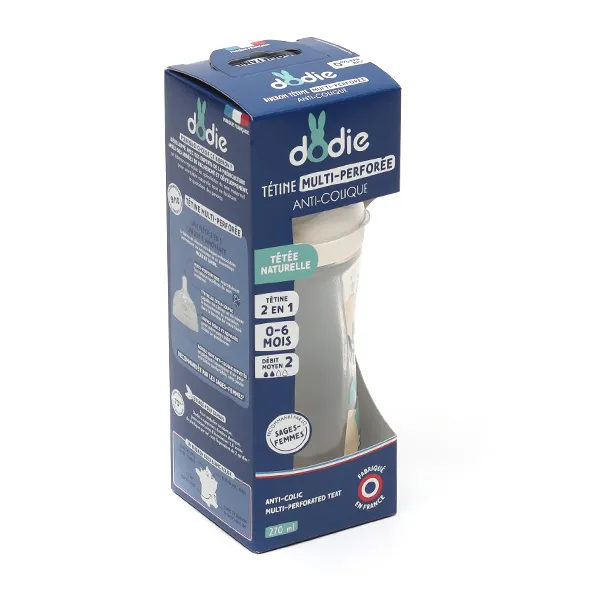 Dodie Biberon anti colique tétine multi perforée 270 ml