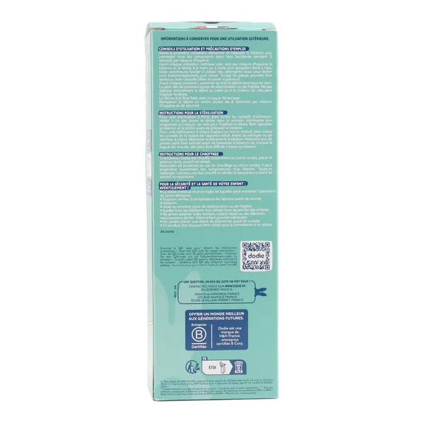 Dodie Biberon Tétine plate débit rapide 330 ml