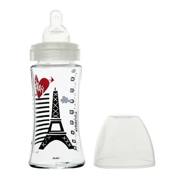 Dodie Biberon verre Tétine plate Débit moyen 270 ml