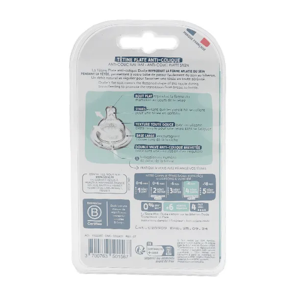 Dodie Tétine plate anti colique col large
