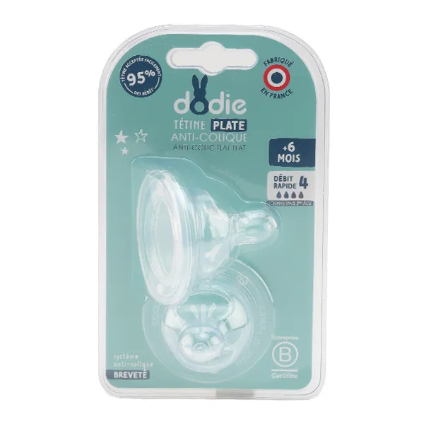Dodie Tétine plate anti colique col large