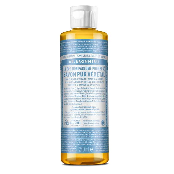 Dr Bronner's savon liquide non parfumé pour bébés