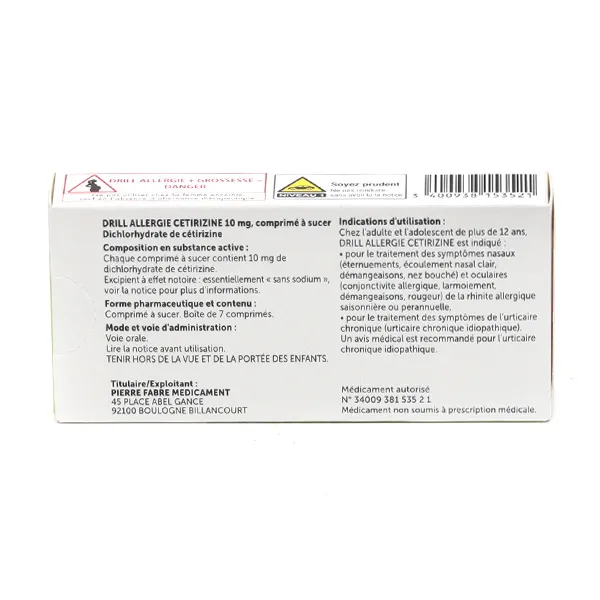 Drill Allergie Cetirizine 10 mg comprimé à sucer