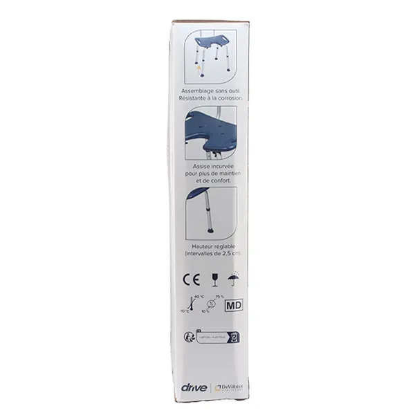 Chaise de douche avec poignées découpées